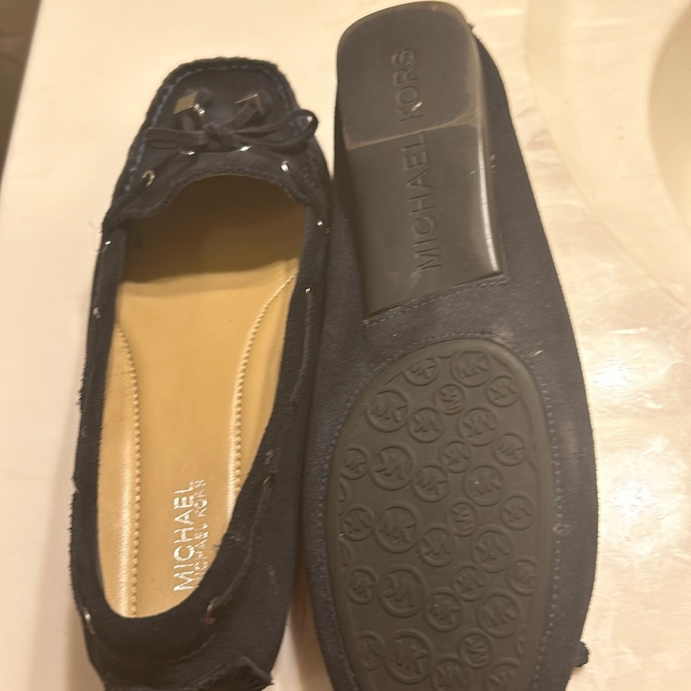 Like New -Michael Kors. Navy suede loafers flat. Size 6M